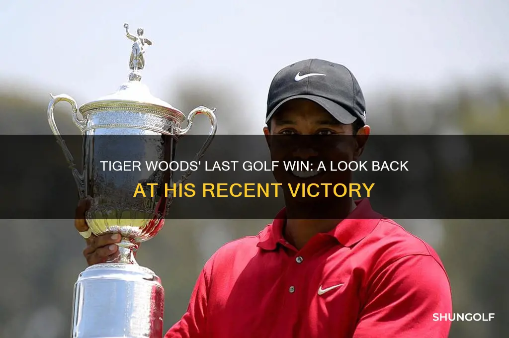when was tiger woods last golf win