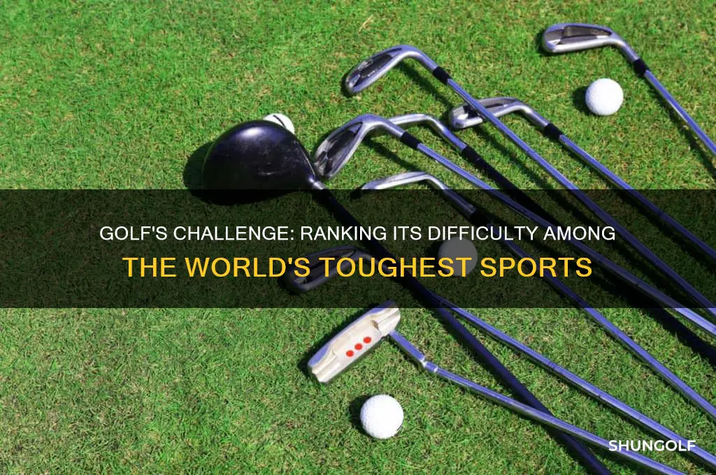 where does golf rank in hardest sports