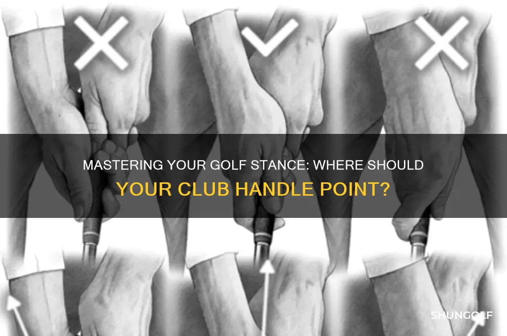 where should golf club handle point at address