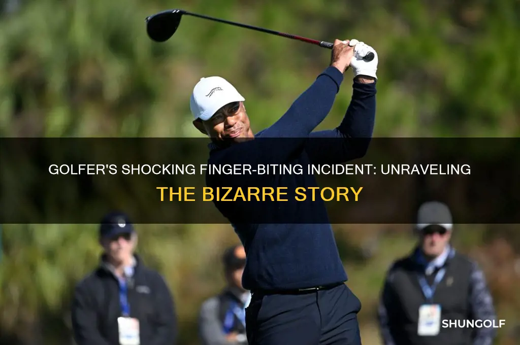 which golfer bit finger off