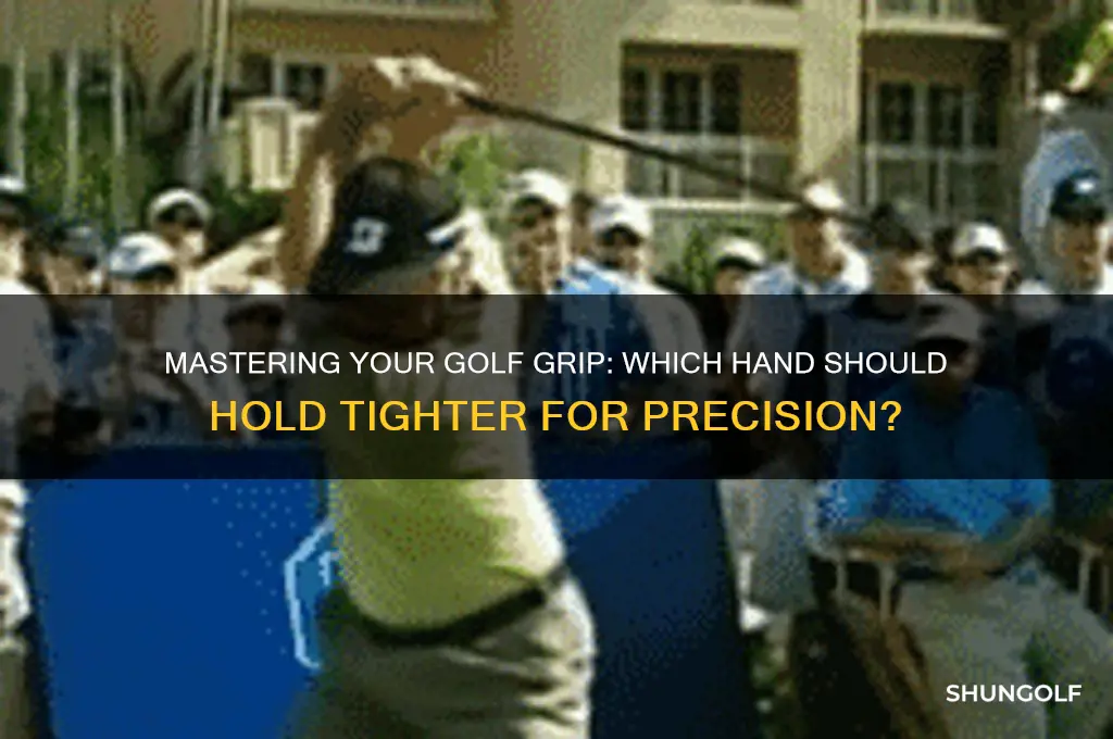 which hand should grip the golf club tighter