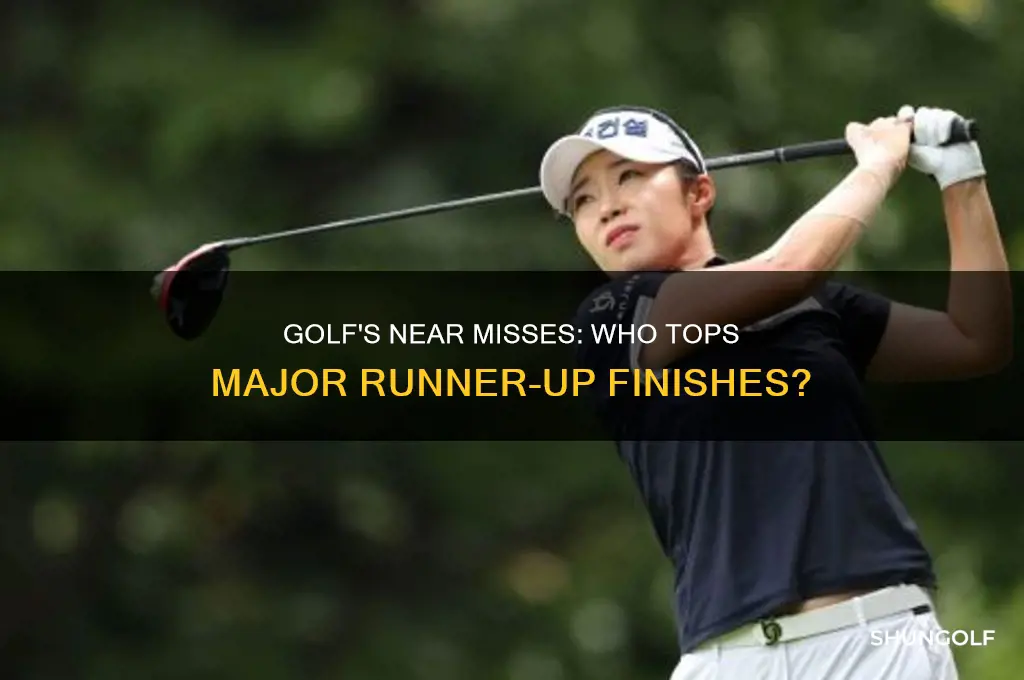 who has the most runner up finishes in golf majors