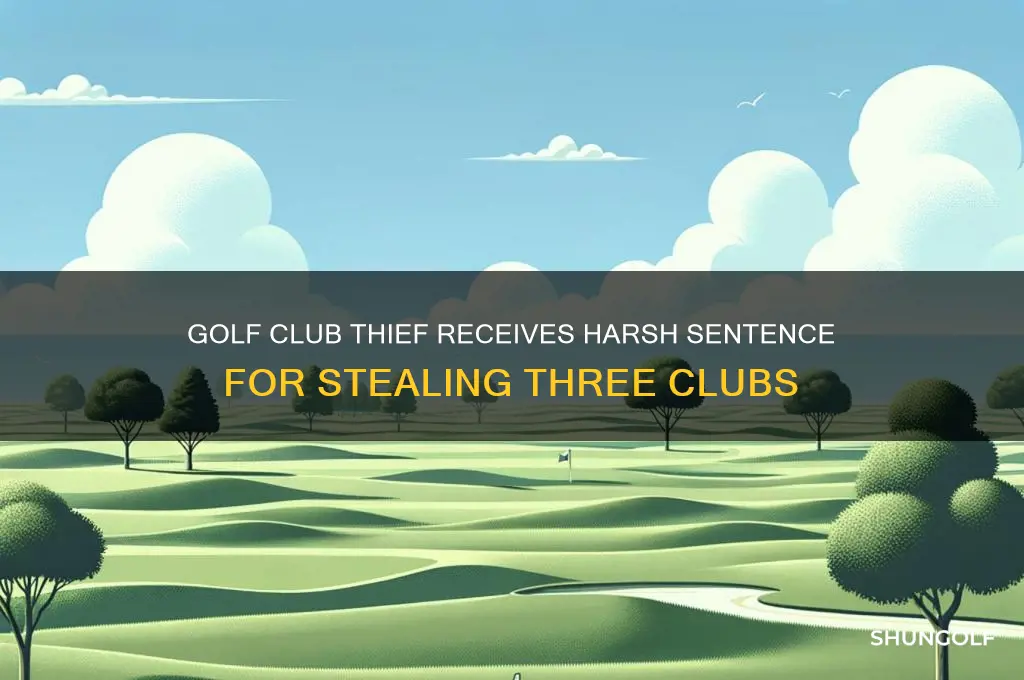 who stole 3 golf clubs and given long sentence