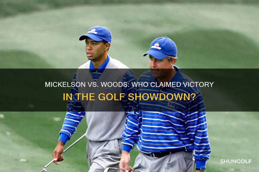 who won golf match between mickelson and woods