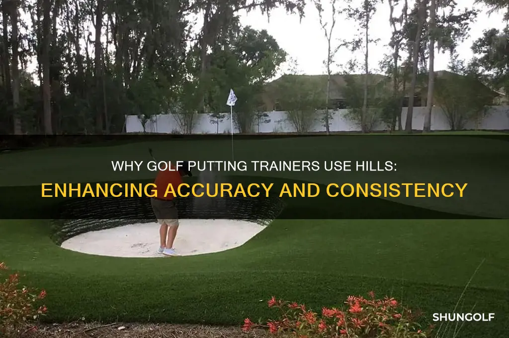 why do golf putting trainers have a hill